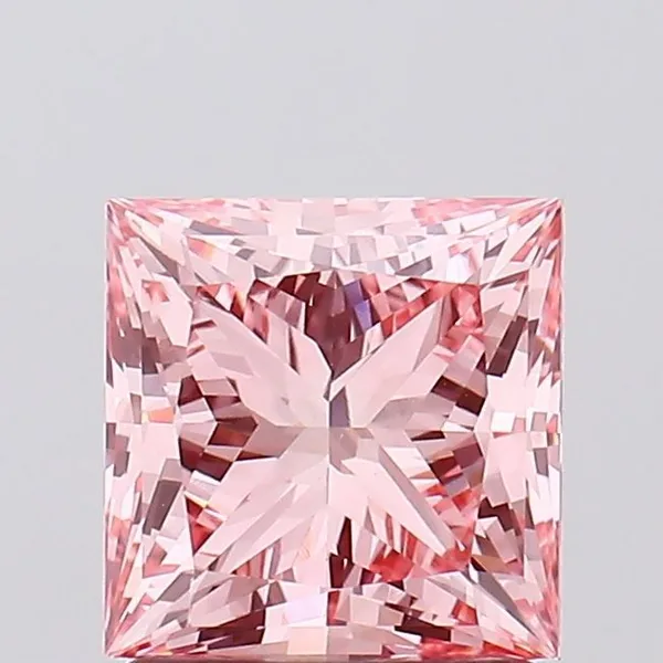 1.66ct PRINCESS Fancy Vivid Pink VVS2 Coloured Lab diamond