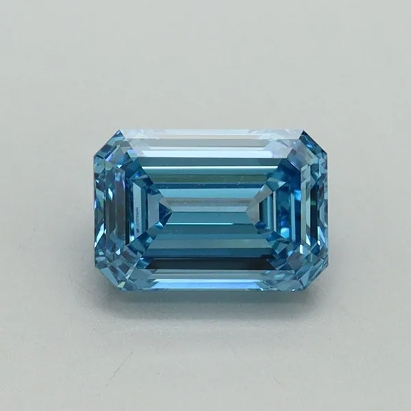 1.1ct EMERALD Fancy Vivid Blue VVS2 Coloured Lab diamond