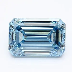 1.23ct EMERALD Fancy Vivid Blue VS2 Coloured Lab diamond