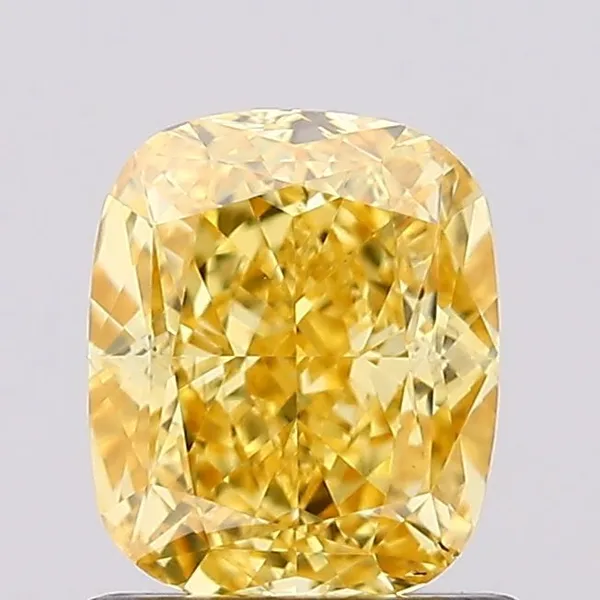 1.05ct CUSHION Fancy Vivid Yellow VS1 Coloured Lab diamond