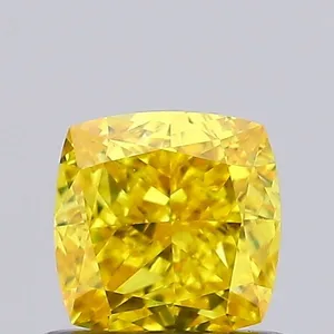 0.86ct CUSHION Fancy Vivid Yellow VS1 Coloured Lab diamond