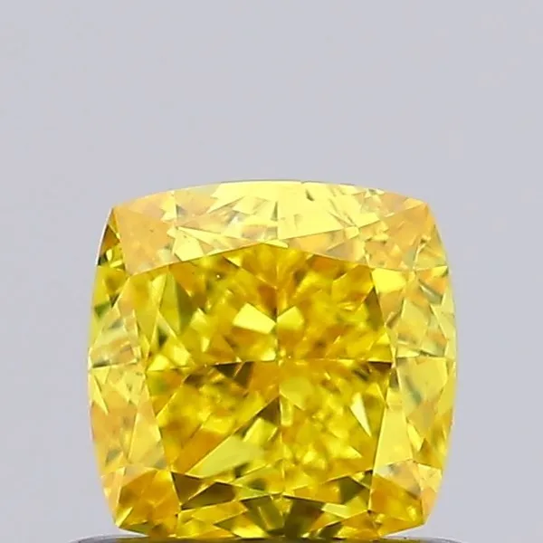 0.86ct CUSHION Fancy Vivid Yellow VS1 Coloured Lab diamond