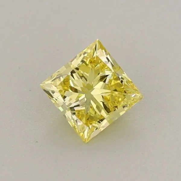 0.42ct PRINCESS Fancy Vivid Yellow VS1 Coloured Lab diamond