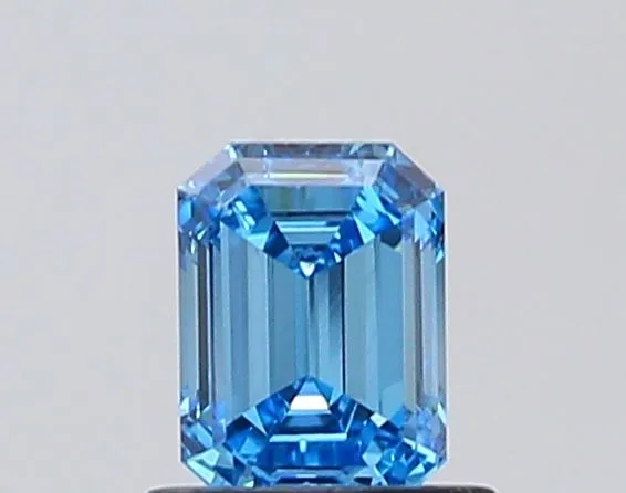0.81ct EMERALD Fancy Vivid Blue VS1 Coloured Lab diamond