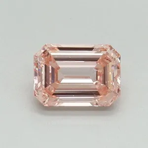 0.53ct EMERALD Fancy Intense Pink VS1 Coloured Lab diamond
