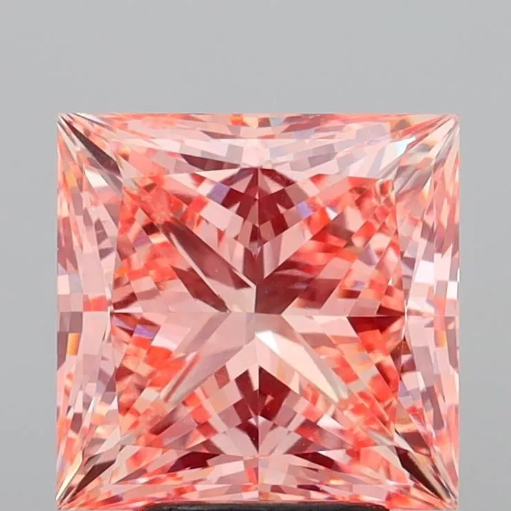 4.98ct PRINCESS Fancy Vivid Pink VS1 Coloured Lab diamond
