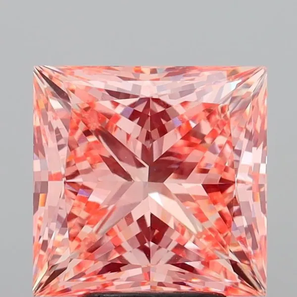 4.98ct PRINCESS Fancy Vivid Pink VS1 Coloured Lab diamond