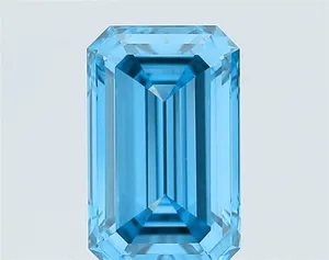 1.36ct EMERALD Fancy Vivid Blue VVS2 Coloured Lab diamond