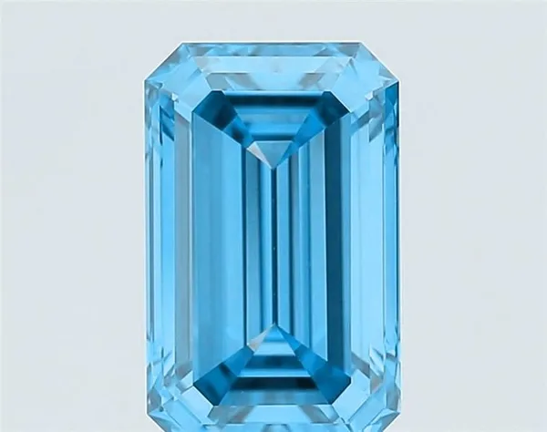 1.36ct EMERALD Fancy Vivid Blue VVS2 Coloured Lab diamond