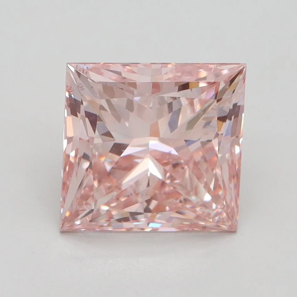 2.58ct PRINCESS Fancy Intense Pink SI1 Coloured Lab diamond