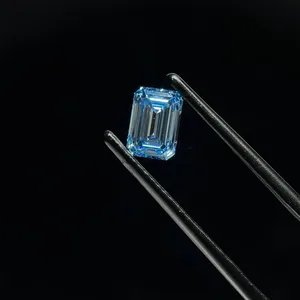 0.87ct EMERALD Fancy Vivid Blue VS1 Coloured Lab diamond