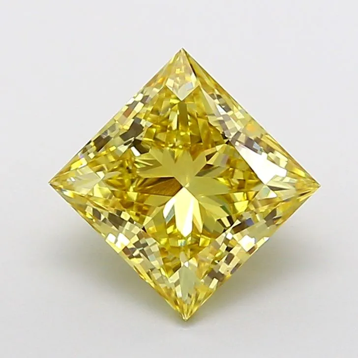 3.08ct PRINCESS Fancy Intense Yellow VS1 Coloured Lab diamond