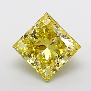 3.08ct PRINCESS Fancy Intense Yellow VS1 Coloured Lab diamond