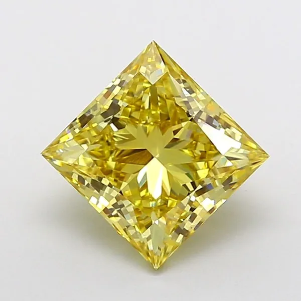 3.08ct PRINCESS Fancy Intense Yellow VS1 Coloured Lab diamond