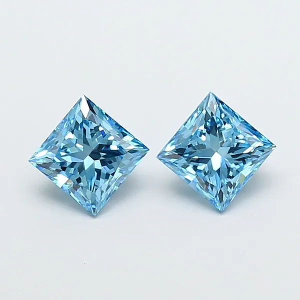 1.02ct PRINCESS Fancy Vivid Blue VVS2 Coloured Lab diamond