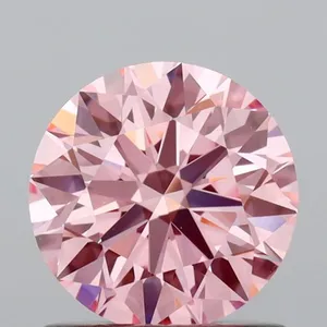 0.95ct ROUND Fancy Vivid Pink VVS2 Coloured Lab diamond