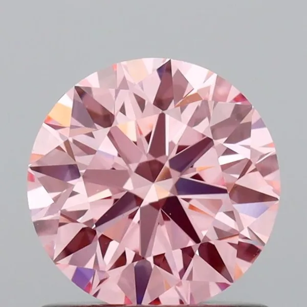 0.95ct ROUND Fancy Vivid Pink VVS2 Coloured Lab diamond