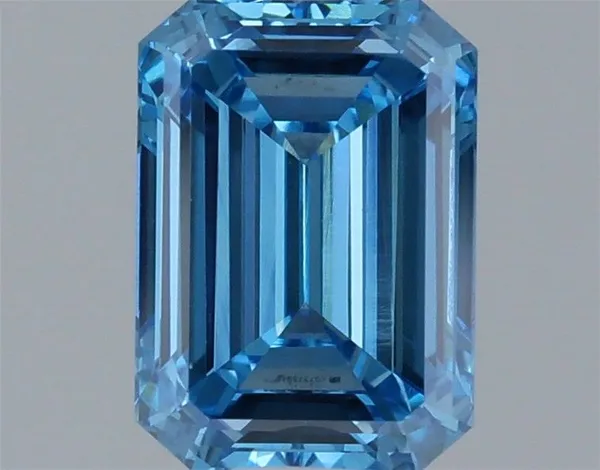1.25ct EMERALD Fancy Vivid Blue VVS2 Coloured Lab diamond