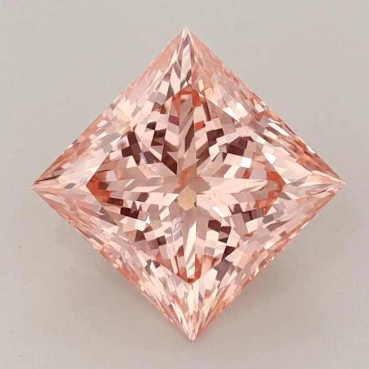 1.54ct PRINCESS Fancy Vivid Orange Pink VS2 Coloured Lab diamond