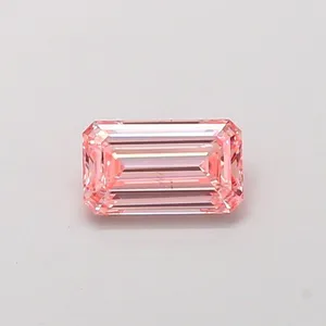 0.9ct EMERALD Fancy Intense Pink VS2 Coloured Lab diamond