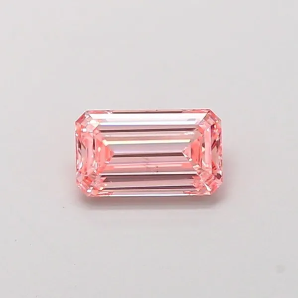 0.9ct EMERALD Fancy Intense Pink VS2 Coloured Lab diamond