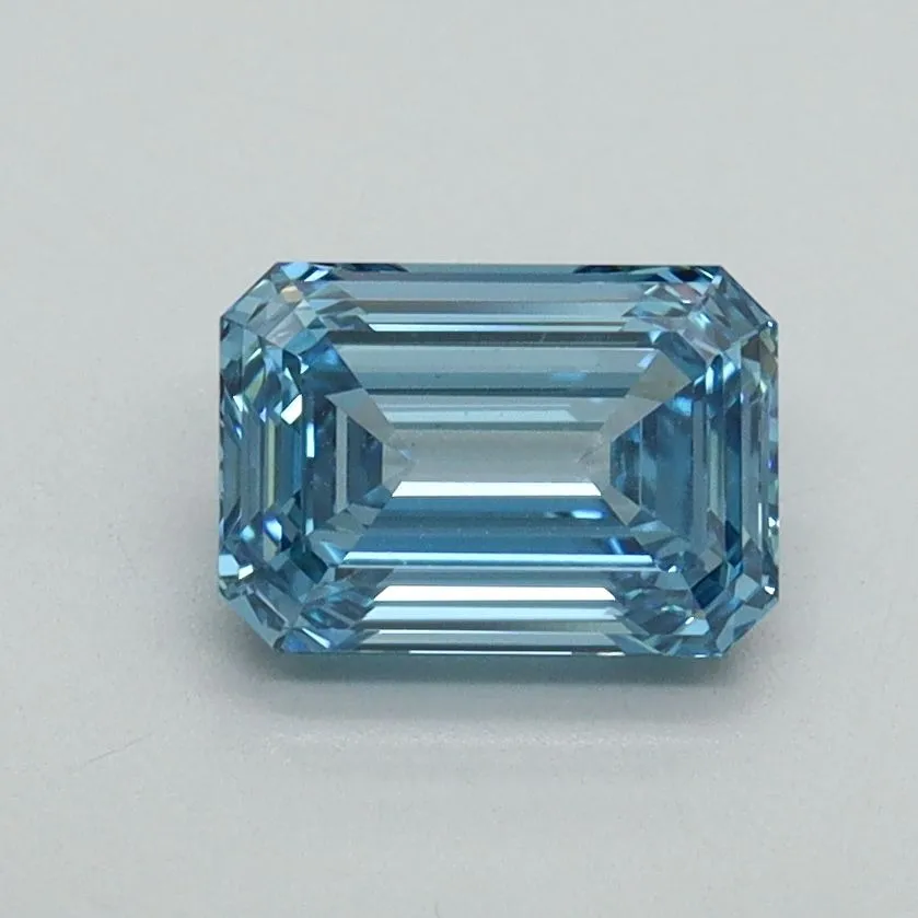 1.09ct EMERALD Fancy Vivid Blue VVS2 Coloured Lab diamond