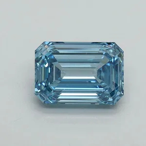 1.09ct EMERALD Fancy Vivid Blue VVS2 Coloured Lab diamond