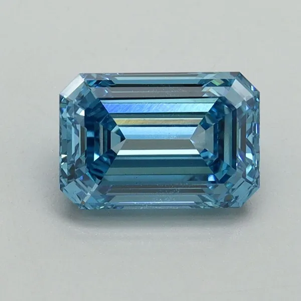 1.3ct EMERALD Fancy Vivid Blue VS1 Coloured Lab diamond