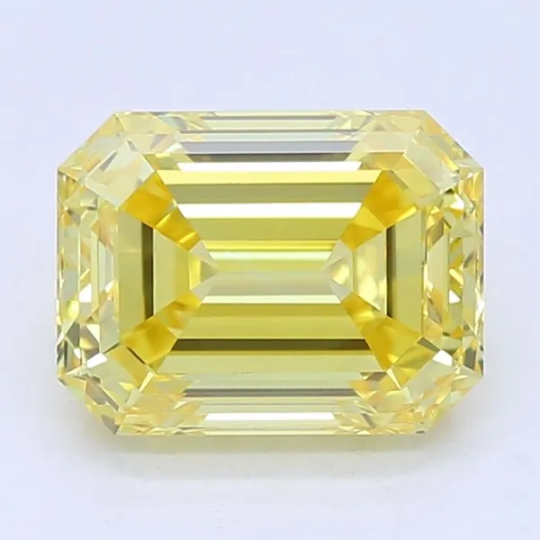 1.07ct EMERALD Fancy Vivid Yellow VVS2 Coloured Lab diamond
