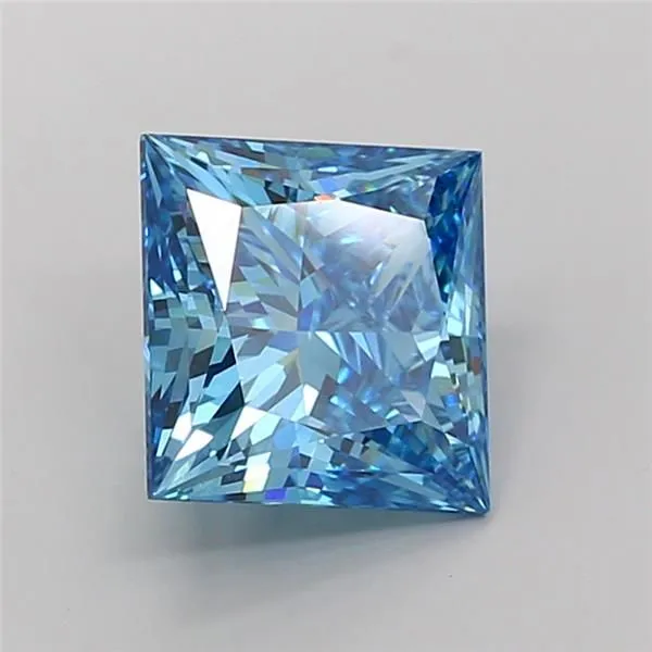 5.03ct PRINCESS Fancy Vivid Blue VVS2 Coloured Lab diamond
