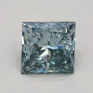 1.5ct PRINCESS Fancy Intense Greenish Blue SI2 Coloured Lab diamond