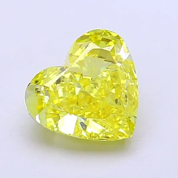 1.37ct HEART Fancy Vivid Yellow VVS1 Coloured Lab diamond