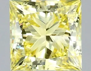 1.04ct PRINCESS Fancy Intense Yellow VVS2 Coloured Lab diamond