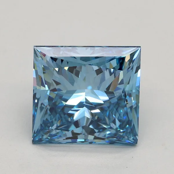 3.2ct PRINCESS Fancy Vivid Blue VS1 Coloured Lab diamond
