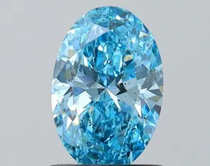 1.08ct OVAL Fancy Vivid Blue SI2 Coloured Lab diamond