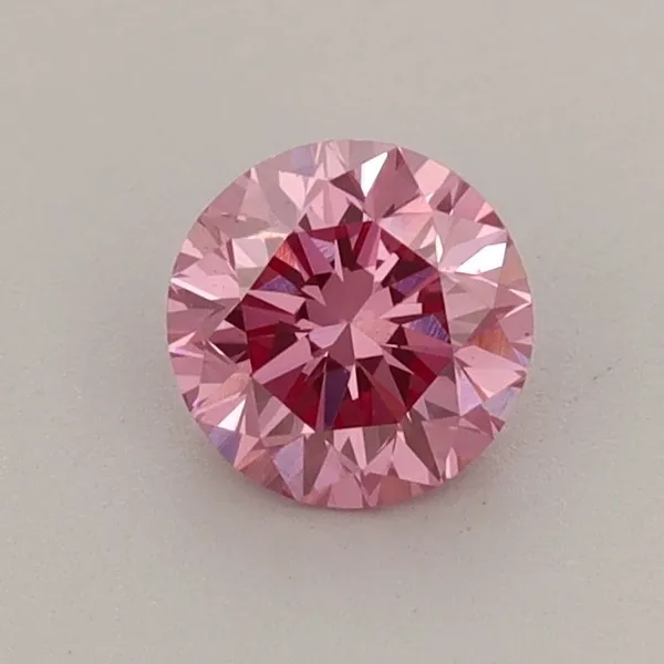 0.63ct ROUND Fancy Vivid Pink VS2 Coloured Lab diamond
