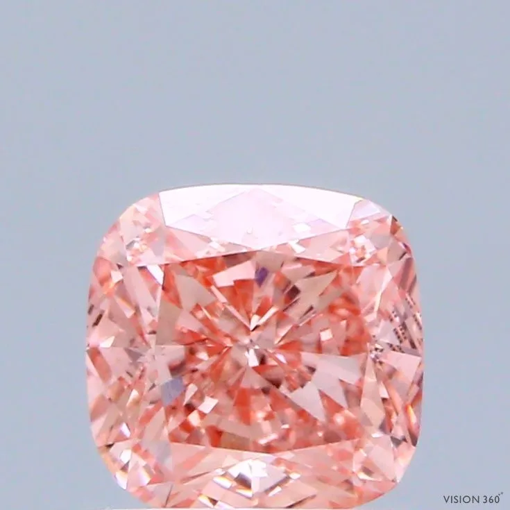1.11ct CUSHION Fancy Vivid Pink VS1 Coloured Lab diamond