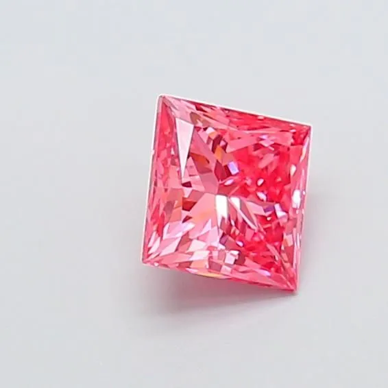 0.81ct PRINCESS Fancy Vivid Pink VS1 Coloured Lab diamond