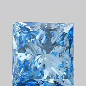 1.5ct PRINCESS Fancy Vivid Blue SI2 Coloured Lab diamond