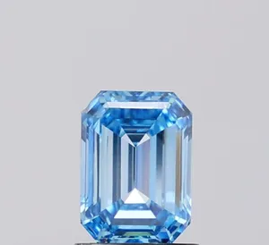 0.96ct EMERALD Fancy Vivid Blue VVS2 Coloured Lab diamond
