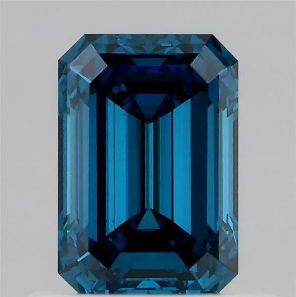 0.75ct EMERALD Fancy Vivid Blue VVS2 Coloured Lab diamond