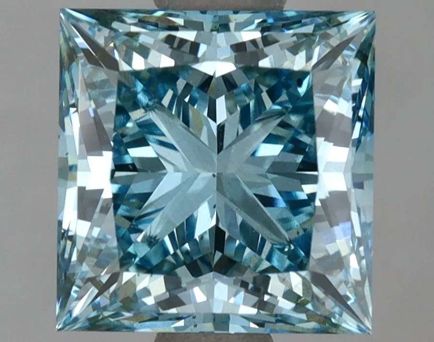 2.50ct PRINCESS Fancy Vivid Blue SI1 Coloured Lab diamond