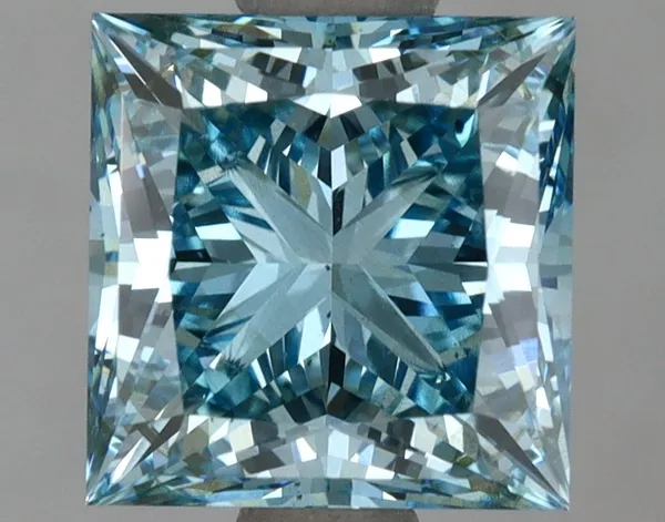 2.5ct PRINCESS Fancy Vivid Blue SI1 Coloured Lab diamond