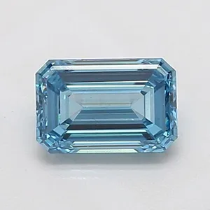 1.5ct EMERALD Fancy Vivid Blue VS2 Coloured Lab diamond
