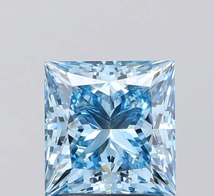 2.01ct PRINCESS Fancy Vivid Blue VS2 Coloured Lab diamond