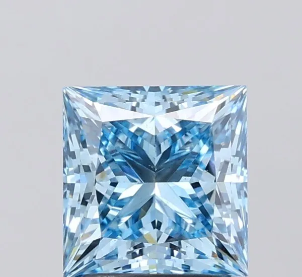 2.01ct PRINCESS Fancy Vivid Blue VS2 Coloured Lab diamond