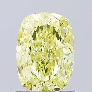 1ct CUSHION Fancy Intense Yellow VS1 Coloured Lab diamond