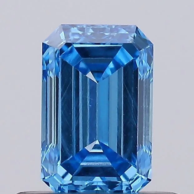 0.51ct EMERALD Fancy Vivid Blue VVS2 Coloured Lab diamond