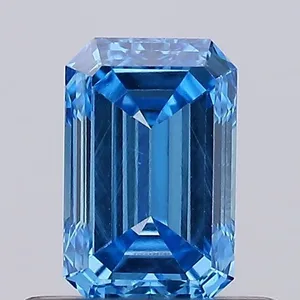 0.51ct EMERALD Fancy Vivid Blue VVS2 Coloured Lab diamond