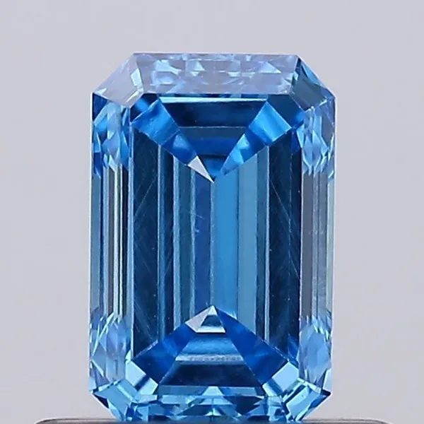 0.51ct EMERALD Fancy Vivid Blue VVS2 Coloured Lab diamond